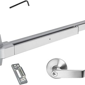 Dynasty Hardware Push Bar Panic Exit Device for Emergency Exit Doors Painted Aluminum, with Exterior Lever Handle