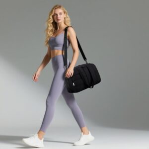 CAMTOP Gym Bag for Women with Yoga Mat Holder,16 Inches Personal Item Travel Bag with Muiti-Pockets Lightweight Carry on Water resistant Overnight Weekender Quilted Duffle Bag