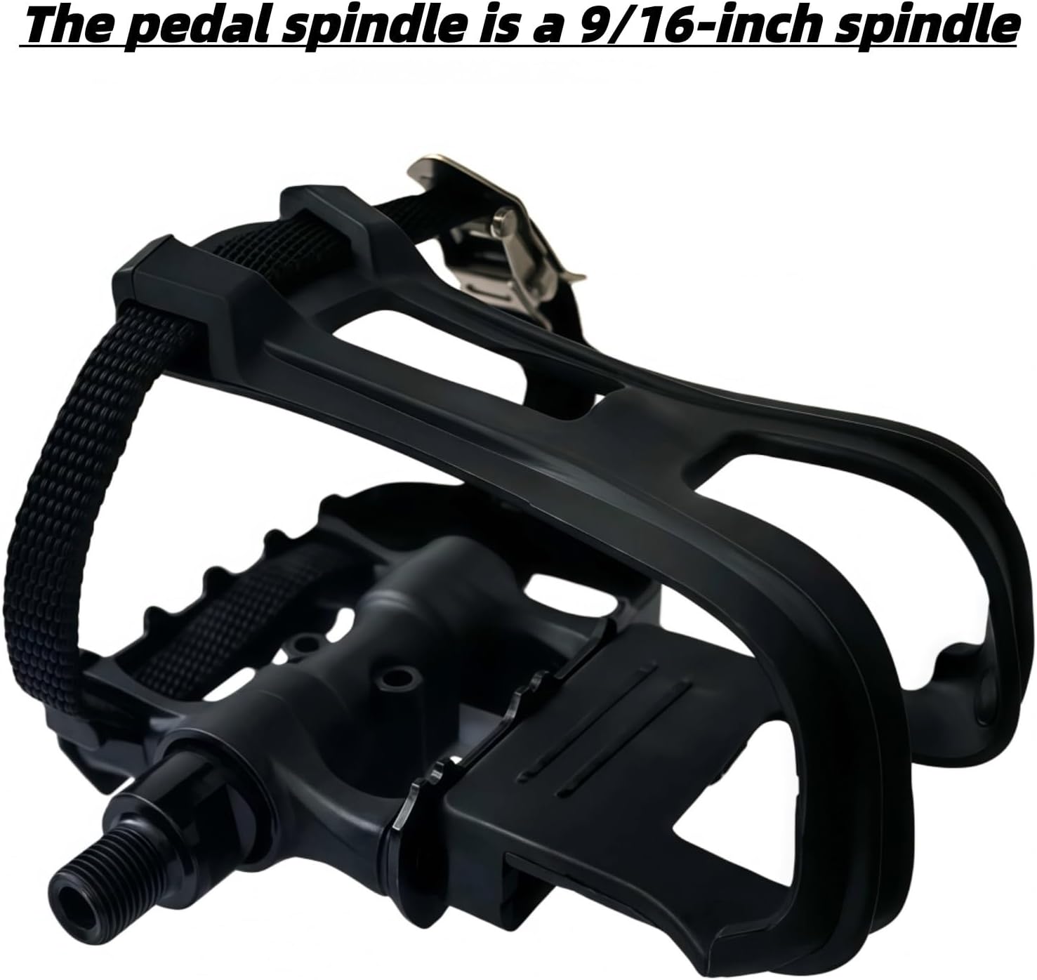 YBEKI Professional Bike Pedals with Adjustable Toe Clips & Straps | Dual Sealed Bearings for 360° Smooth Ride | Lightweight Alloy-Composite Pedals for Spin, Peloton, Schwinn, Road & Mountain Bikes - Image 4