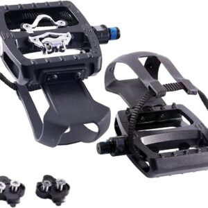 Zeray Spin Bike Pedals – Dual Platform Indoor Cycling Pedals with Clips and Straps, Compatible with Shimano SPD, Suitable for Spin Bike and Peloton