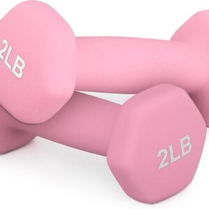 Generic Dumbbells Hand Weights Set, Neoprene Coated Hexagon Workout Dumbbell for Women and Men, Pink, 2lbs – Pair