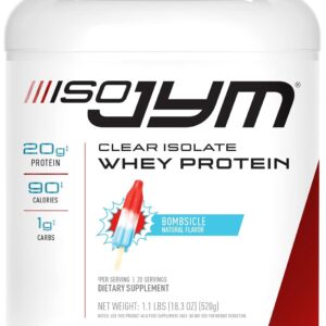 JYM Supplement Science Iso JYM Bombsicle, 90 Calories, 100% Whey Protein Isolate, Zero Fat, Zero Sugars, Mixes Clear, for Women & Men, 20 Servings