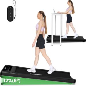 Walking Pad with 12% 6° Auto Incline, Under Desk Treadmill for Home Office w/Remote Control, 6 HIIT Mode, 265 Lbs Weight Capacity, 4 MPH Max, Desk Treadmill in LED Display