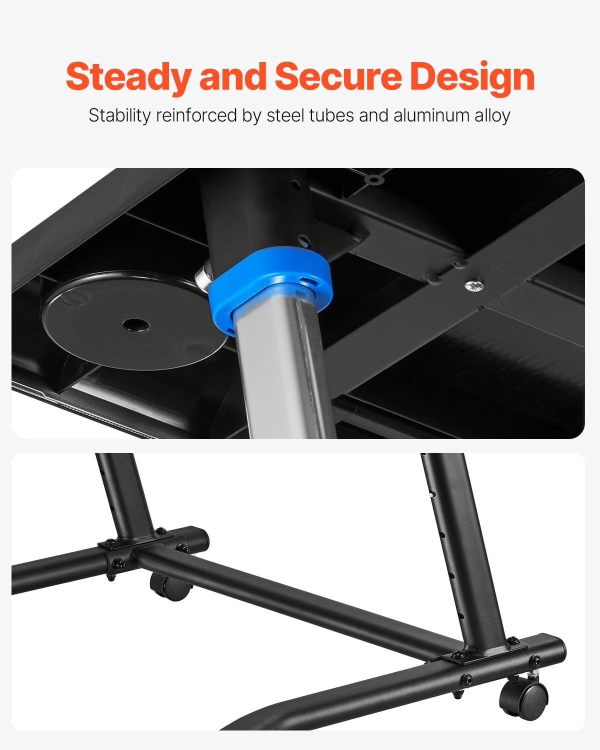 VEVOR Cycling Desk, Adjustable Bike Trainer & Treadmill Desk with Triangle Support, Non-Slip Multi-Slot Bike Trainer Fitness Desk with Handle Bar, Fit for Home Office Exercise - Image 7