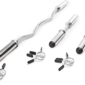 Marcy Hollow Curl Bar and Dumbbell Handle Set with Spring Collars