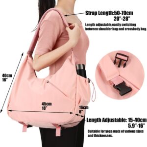 Yoga Tote Gym Shoulder Bag for Men&Women, Waterproof Wet Pocket & Adjustable Mat Strap – Large Duffle Workout Bag with Water Bottle Holder