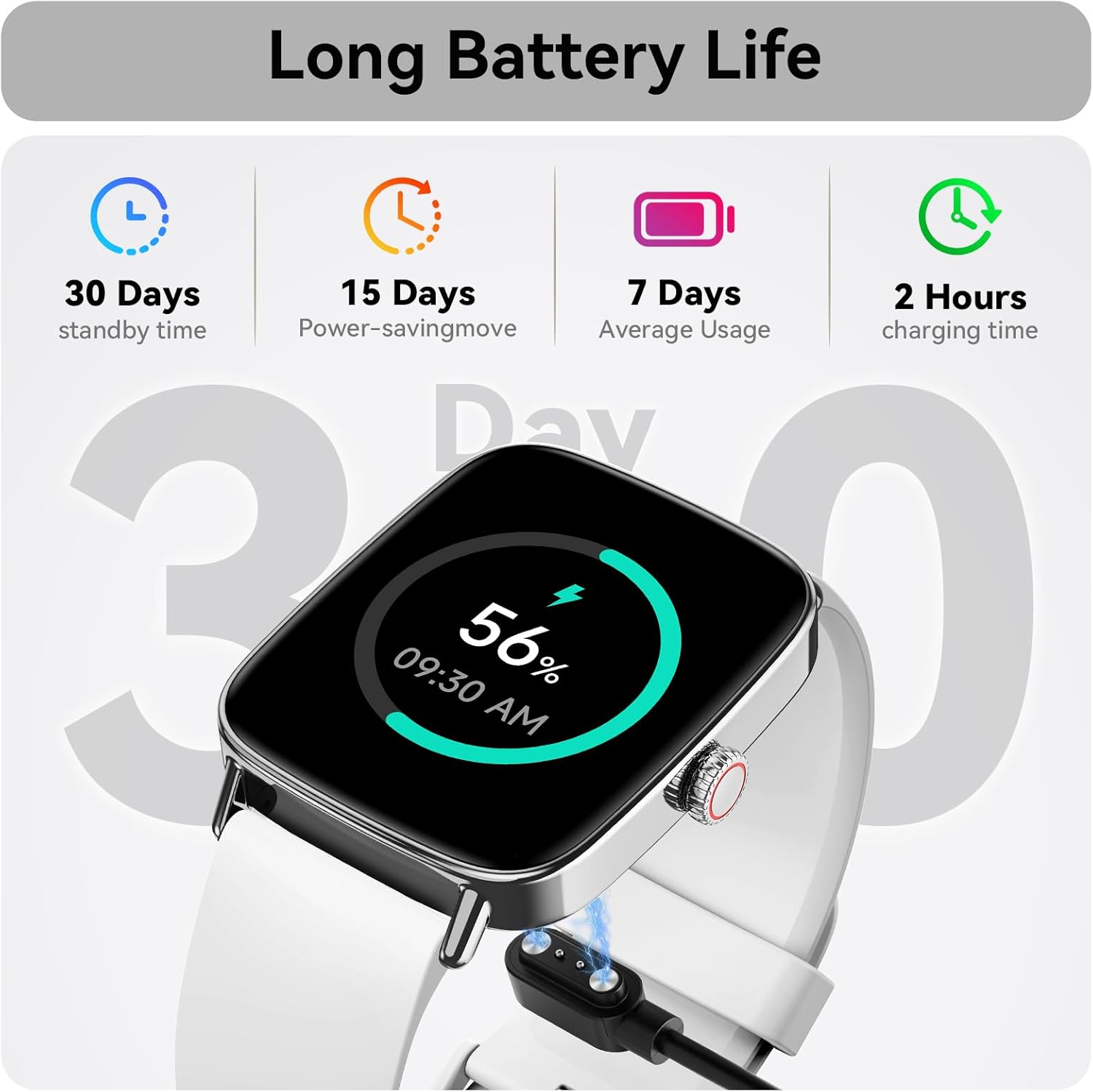 Tensky Smart Watch for Women Android & iPhone, 1.85" Touch Screen Fitness Tracker with Answer/Make Call, IP68 Waterproof 24/7 Health/Sleep Monitor, Pedometer, 100+ Sport Modes (2 Bands) - Image 8