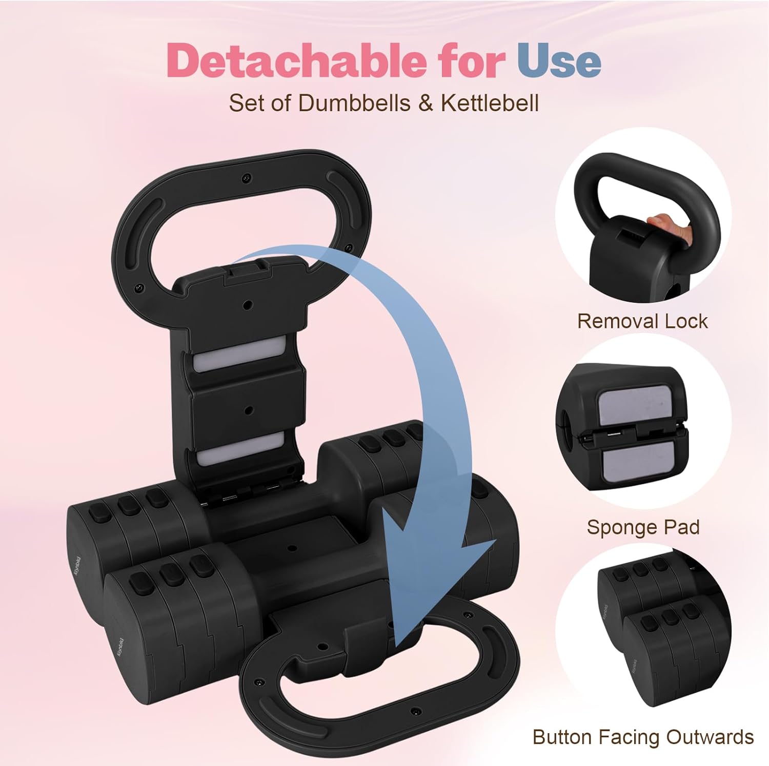 Adjustable Dumbbell Set of 2, 4 in 1 Free Weights Dumbbells Set for Women with Fast Adjustment, Each 2lb 3lb 4lb 5lb Hand Weights Set for Home Gym & Outdoor Exercise Training - Image 2