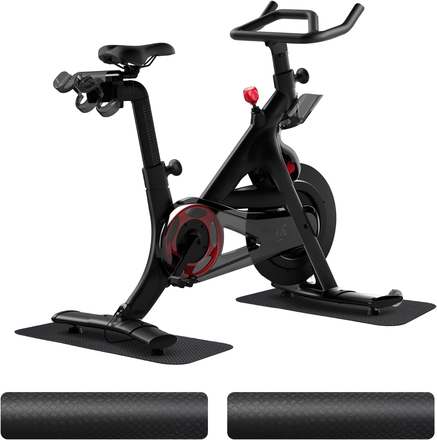 2PCS Bike/Rowing Machine Mat for Carpet Floors, Compatible with Peloton/Yosuda, Bike Mat for Hardwood Floors, Mat for Under Bike on Carpet, Indoor Stationary Bike mat,Cycling, Noise Shock Absorption