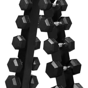 RITFIT 650/550/450/350/300/310/260/210/200/180/150/100 LB Rubber Hex Dumbbells Set with Optional Dumbbell Rack, Multi Weight Set to Choose, Ideal for Home Gym and Fitness