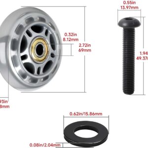 Compatible with Peloton Exercise Bike Front Mobile Wheels Replacement Kit, 2-Pack Transport Wheels with Bolts & Washers, Compatible with Peloton Bike, 2.72″ Wheel OD, Easy Indoor Relocation