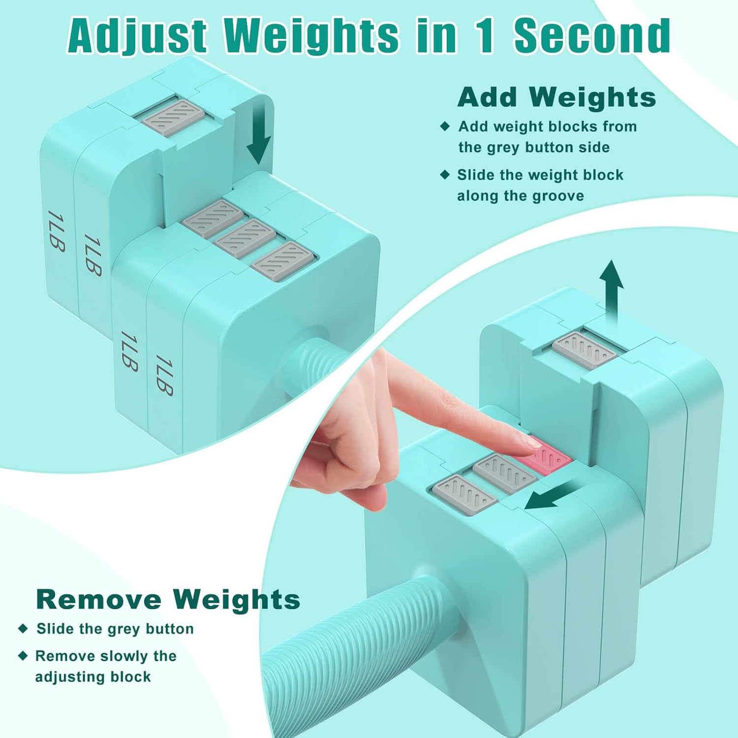 Adjustable Dumbbells Set of 2, 5-in-1 Adjustable Weight Dumbbells for Women/Men, 3lb/5lb/7lb/9lb/11lb Dumbbell Weights Set for Home Gym Workout - Image 3
