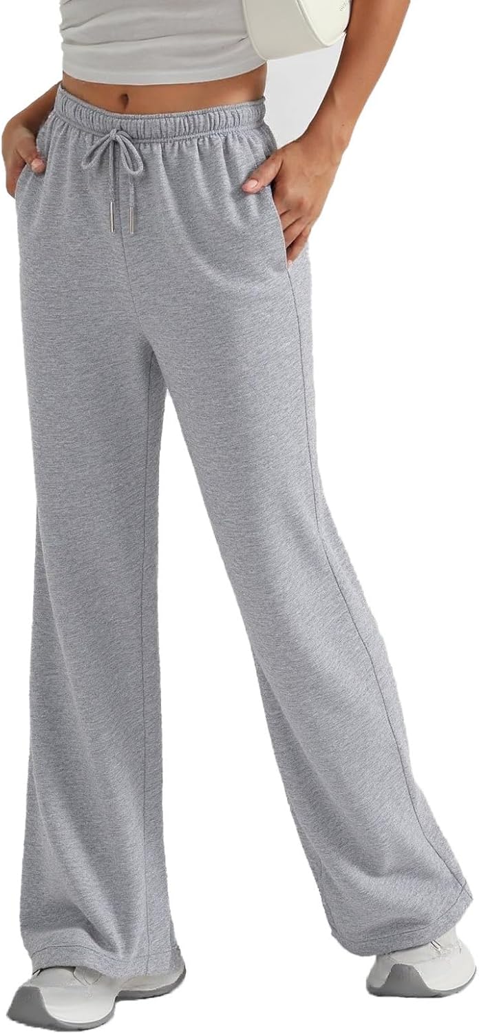 Women's Wide-Leg Sweatpants High-Waisted Loose Casual Wool-Lined Jogging Pants