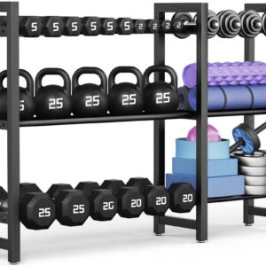 Dumbbell Rack 3-Tier Weight Stand Dumbbell Storage 50In Length For Home Gym Adjustable Spacing