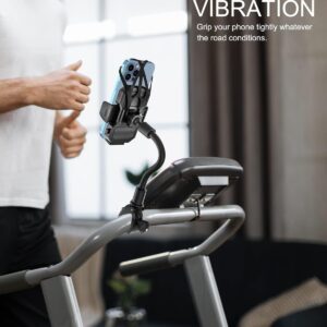 woleyi Gooseneck Spin Bike Phone Mount, Handlebar Clip Cell Phone Holder for Exercise Bicycle, Stationary Cycling, Stroller, Gym Treadmill for iPhone 17 Pro Max Air 16 15 14 13 12 and 4-7″ Smartphones