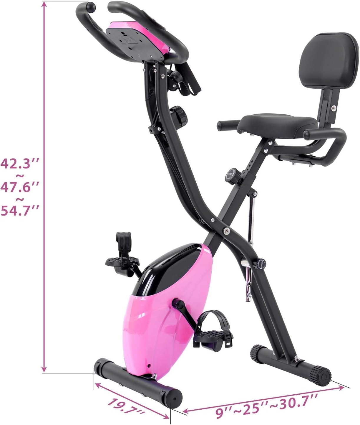 Folding Exercise Bike Foldable Fitness Stationary Bike, Upright Indoor Cycling Bike for Home Gym, 10 Level Adjustable Resistance Exercise Bike with 350lbs Capacity - Image 8