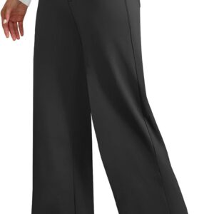 keriffe Womens Wide Leg Yoga Pants with 4 Pockets High Waist Stretchy Loose Dress Work Casual Sweatpants