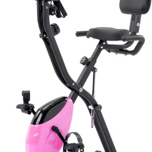 Folding Exercise Bike Foldable Fitness Stationary Bike, Upright Indoor Cycling Bike for Home Gym, 10 Level Adjustable Resistance Exercise Bike with 350lbs Capacity