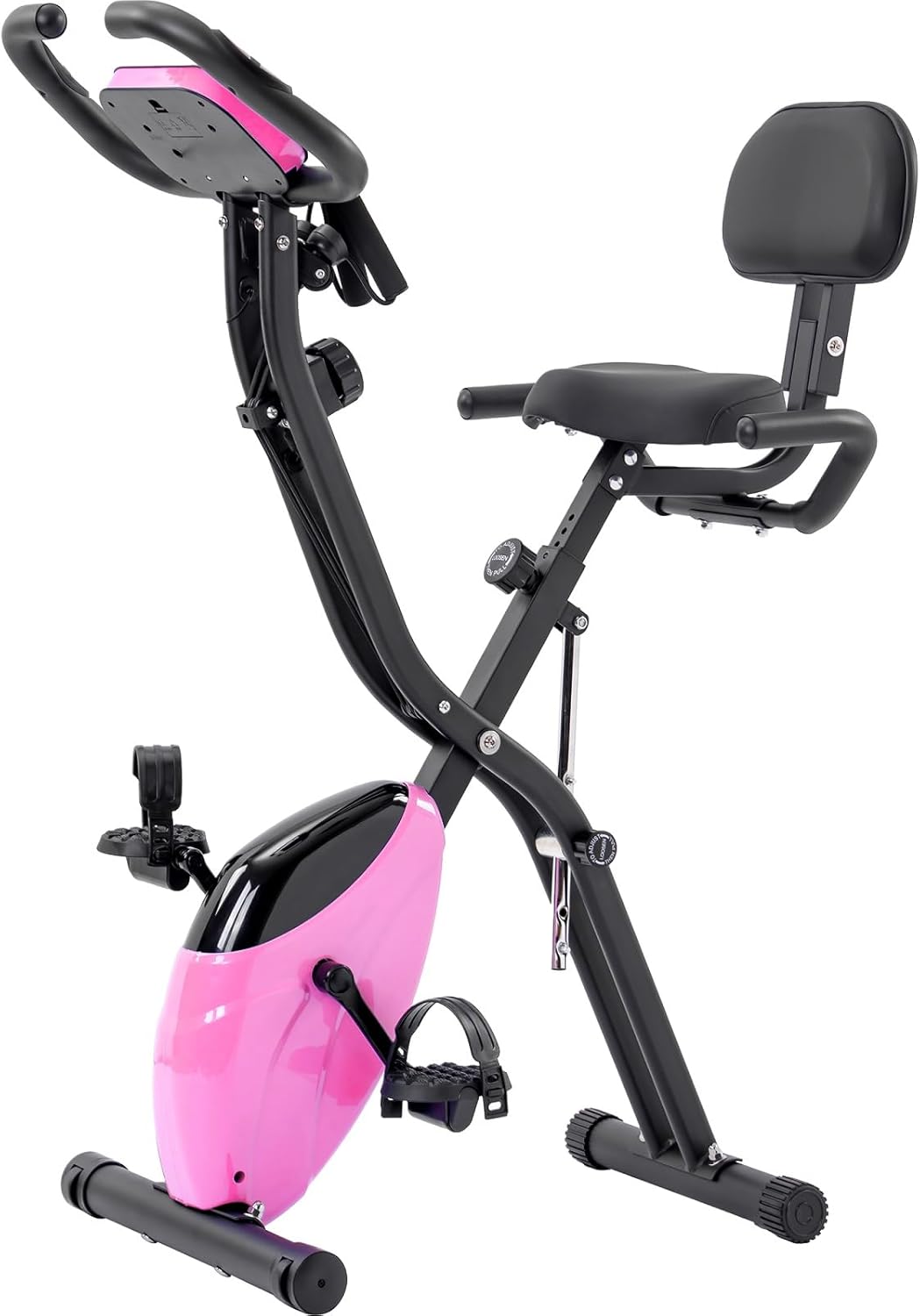 Folding Exercise Bike Foldable Fitness Stationary Bike, Upright Indoor Cycling Bike for Home Gym, 10 Level Adjustable Resistance Exercise Bike with 350lbs Capacity