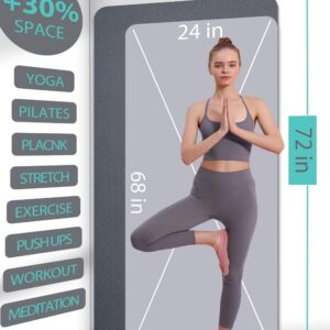 Yoga Mat Double-Sided Non Slip, 72” x 32” x 7mm – Extra Wide & Thick Yoga Mat for Women Men Kids, Professional TPE Yoga Mats for Home Workout, Yoga, Pilates and Floor Exercise, with Carrier Strap