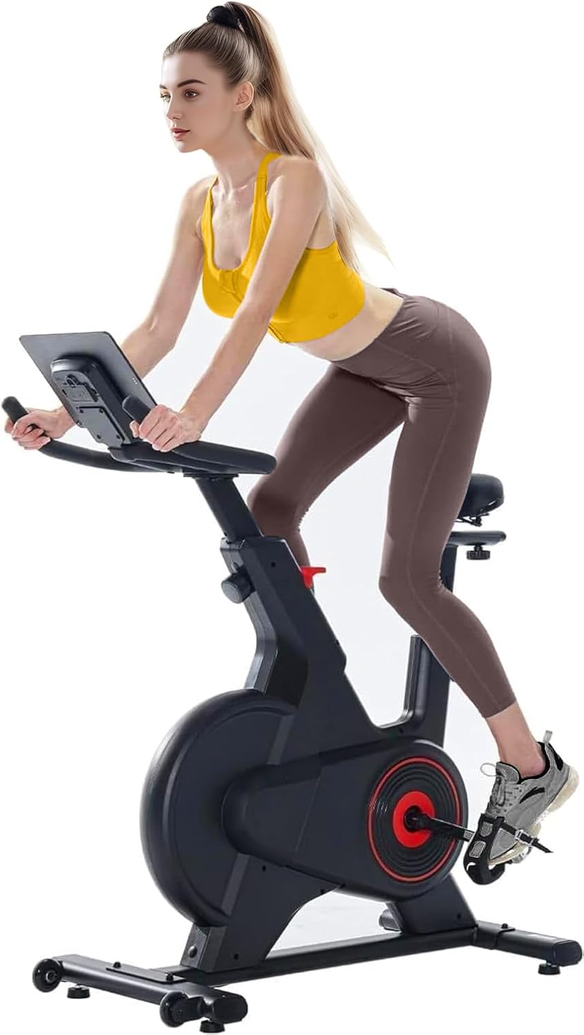 yoyomax Exercise Bike, Indoor Cycling Bike/Magnetic Stationary Bike - Fitness Stationary Bicycle Machine with Comfortable Seat Cushion & Digital Display with Pulse