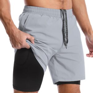 Aolesy Men’s 5”/7” Running Shorts Quick Dry Workout Gym Shorts with Pockets, Tennis Training Athletic（Linerless & Liner）