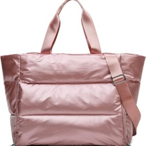 Large Tote Bag for Women, Lightweight Travel Tote Handbags, Puffer Tote Bag with Zipper, Yoga Bags Quilted Work Bag