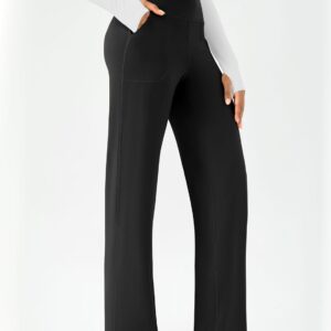 Womens Wide Leg Yoga Pants Casual Work Dress Pants Lounge Sweatpants High Waist Comfy Loose Trousers with Pockets