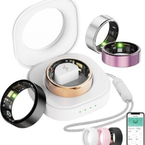 Smart Ring For Women Men, Health Tracker with Heart Rate/Blood Oxygen/Blood Pressure/Sleep Monitoring/Step Counting, IP68 Waterproof Fitness ring, No App Fees for iPhone & Android (Rose Gold, 7#）