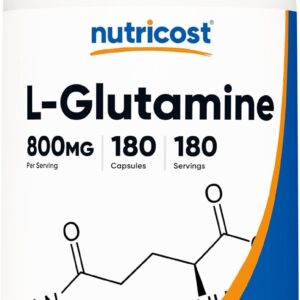 Nutricost L-Glutamine 800mg, 180 Capsules – Gluten Free, Non-GMO