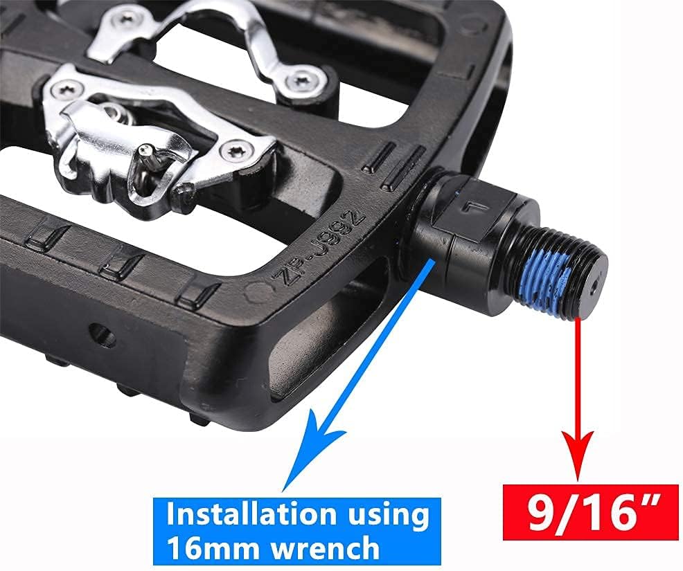 Zeray Spin Bike Pedals - Dual Platform Indoor Cycling Pedals with Clips and Straps, Compatible with Shimano SPD, Suitable for Spin Bike and Peloton - Image 5