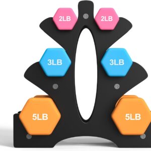 Portzon Weights Dumbbells Set with Various Color and Weights and Compatible, 20 LB, Anti-Slip, Anti-roll, Hex Shape