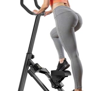 DlandHome Foldable Stair Steppers, Height Adjustable Stair Climber for Home Gym, Full-Body Cardio Workout Equipment with Adjustable Handlebar & Oversized Pedals for Legs, Core and Glute Workouts