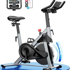 Superun Exercise Bike, Stationary Bikes for Home with Brake Pad, Low Noise Spin Bike with 300LBS Weight Capacity, Indoor Cycling for Home Gym with Pad Mount LCD Monitor and Cup Holder