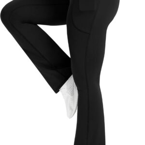 Womens Flared Yoga Pants with Pockets, High Waisted Flare Leggings Bell Bottom Bootcut Yoga Dress Pants