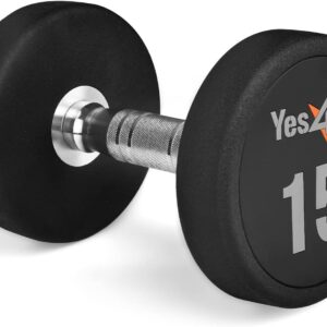 Yes4All Urethane Dumbbell with Anti-Slip Knurled Handle 5-50 LB for Muscle Building – Sold Individually