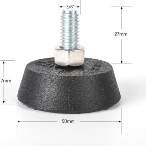 (4 Pack Upgrade 3/8″ Spin Bike Foot Pads Compatible with Peloton Bike Replacement Parts Non-Slip Shock-Absorbing Leveling Feet with Sound-Proof Rubber for Exercise Bike Leveling