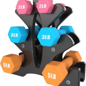 Portzon Weights Dumbbells Set with Various Color and Weights and Compatible, 20 LB, Anti-Slip, Anti-roll, Hex Shape