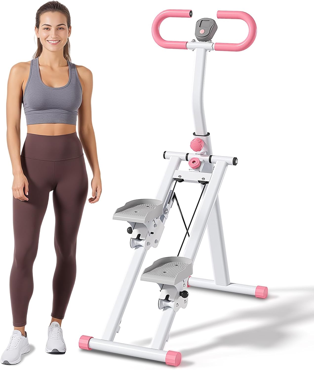 Home Vertical Climber, Full-Body Cardio Machine with Adjustable Handles, Steel Frame & Digital Monitor