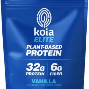 Koia Plant Based Protein Elite Powder, Vanilla, 32g Protein, 4g Sugar, 6g Prebiotic Fiber, Pre & Post Workout, 21 Vitamins & Minerals, Dairy-Free, Gluten-Free, Non-GMO, 24 Servings, 44.8 Oz