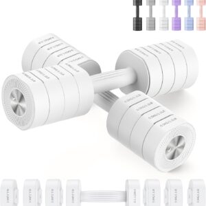 MERACH Dumbbell Set of 2, Adjustable Weight, Anti-slip Handle, Macaron Colors, Each 2.2/4.4/6.6/8.8 lbs, 4 in 1 Hand Weights for Women at Home