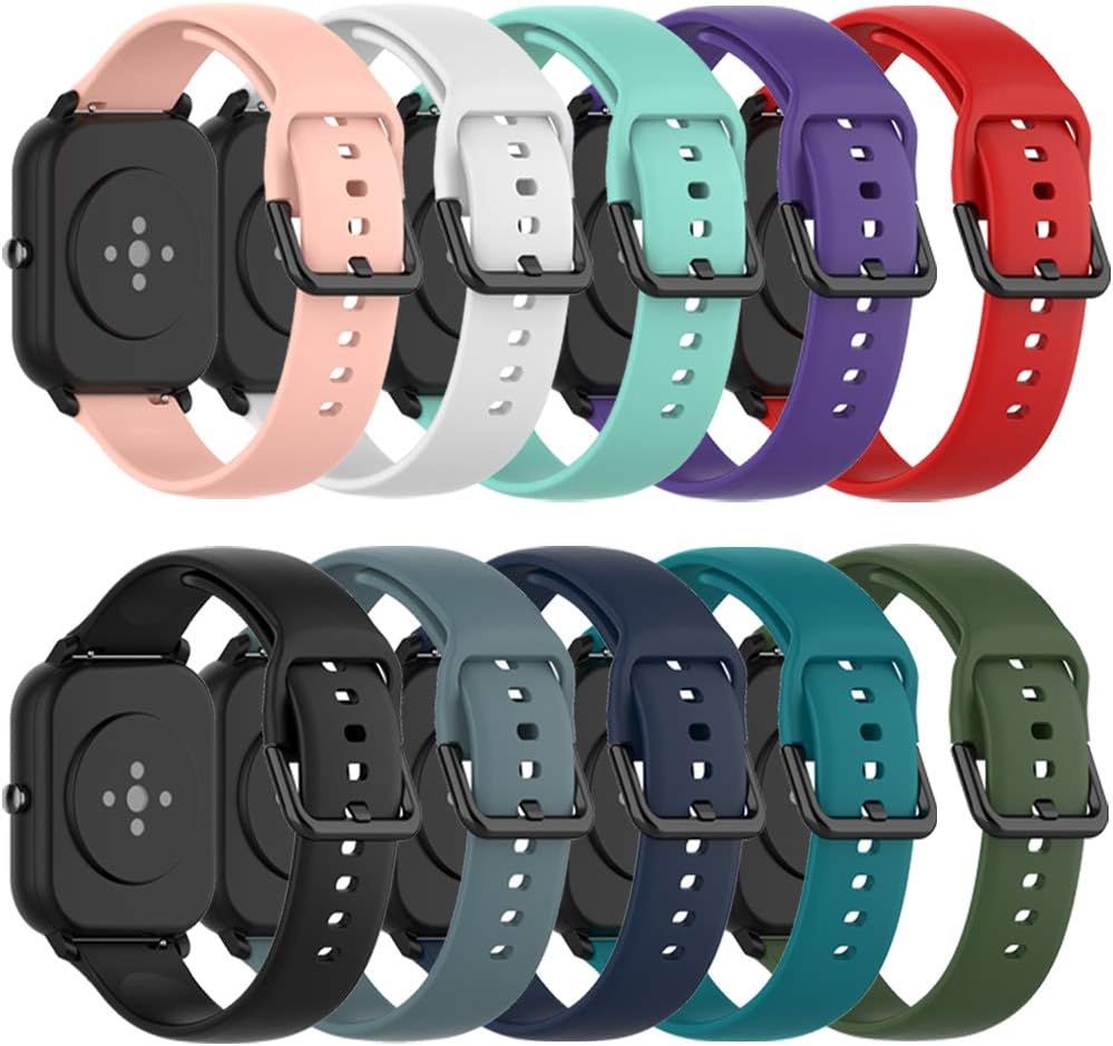 QGHXO Band Replacement for Amazfit GTS 4/4 Mini/3/2/2e/ GTR Mini/GTR 42mm/Active, Soft Silicone Band Replacement for Amazfit Bip 3/3 Pro/U Pro/S lite/Lite/S/U