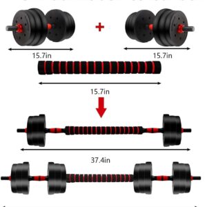 Adjustable Dumbbell Set, 5-44 lbs Free Weight Set with Connector, Convertible Dumbbell, Barbell, Push-up, Home Gym Fitness Weight for Men Women