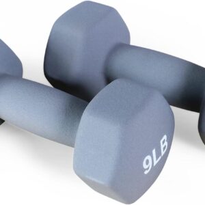 Fitvids Neoprene Dumbbell Hand Weights, Anti-Slip, Anti-roll, Hex Shape Colorful, Pair or Set with Stand