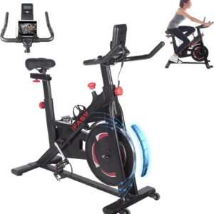 Black Indoor Cycling Bike with LCD Monitor, 35lb Flywheel, 330lb Capacity, Adjustable Magnetic Resistance & Seat for Home Cardio Fitness