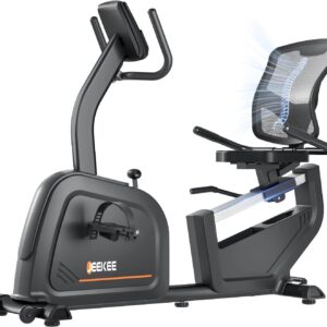 JEEKEE Recumbent Exercise Bike for Seniors,Stationary Bikes for Home, 300LB Capacity & 16 Levels Magnetic Resistance, Heart Rate Handle