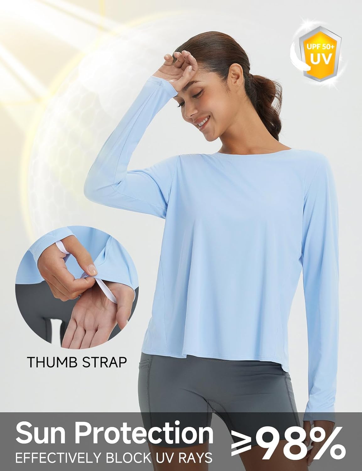 baleaf Women's Long Sleeve Workout Tops Athletic Shirts Split Back Running Gym Quick Dry Sun Protection UPF 50+ - Image 3