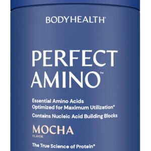BodyHealth PerfectAmino Powder – BCAA and EAA Powder for Pre and Post Workout – Amino Acid Energy Drink for Men and Women to Support Lean Muscle and Recovery – Mocha – 60 Servings