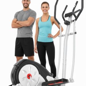 ANCHEER Elliptical Exercise Machine, Ultra-Silent Magnetic Elliptical Training Machines for Home Gym, 8 Resistance Levels Control with Pulse Rate Grips, LCD Monitor Max Capacity 380Lbs