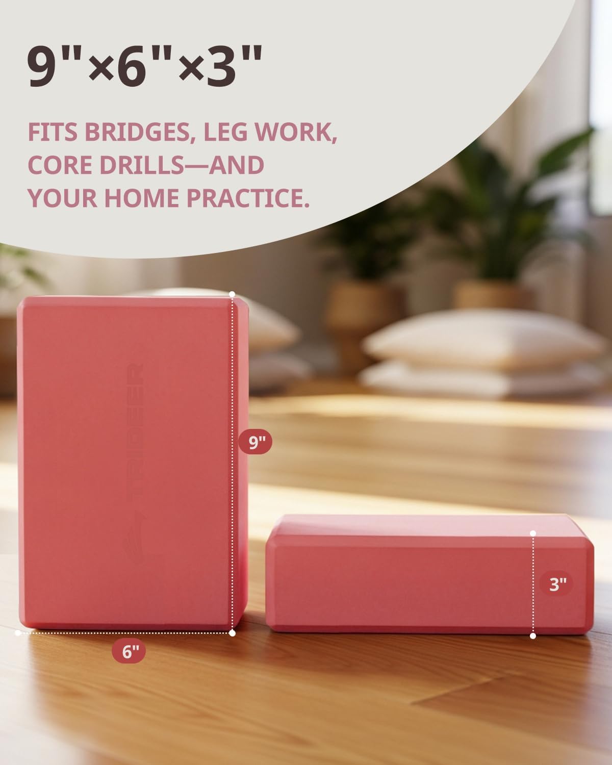 Trideer Yoga Blocks 2 Pack, Soft Non-Slip Foam Blocks with Beveled Edges for Alignment and Stretching in Yoga, Pilates, and Dance - Supportive, Lightweight, Odor Resistant, Latex-Free - Image 8